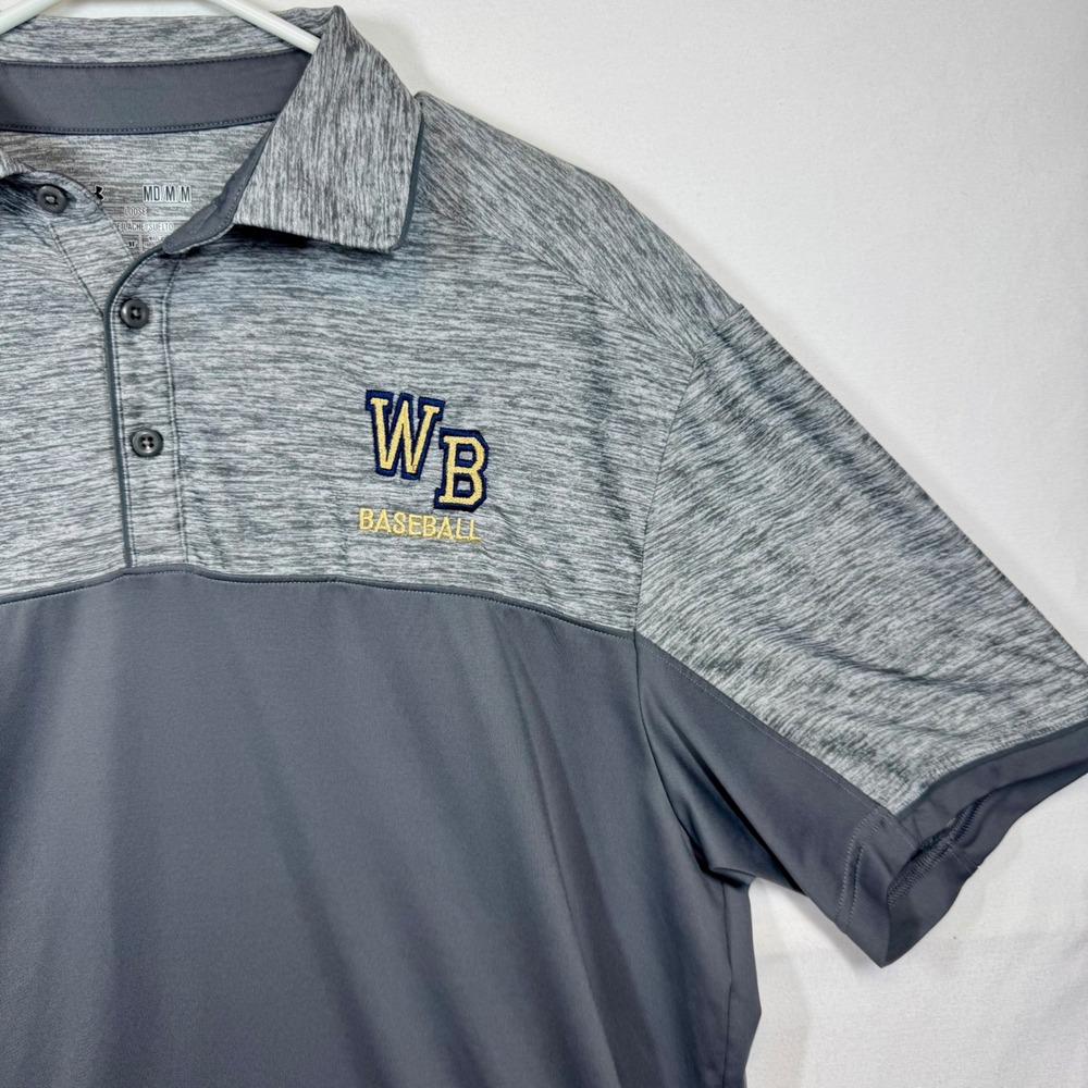 West Boca WB Baseball Under Armour Polo Shirt Athletic Gray Short Sleeve Medium